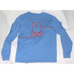 Psycho Bunny Men's Candy Blue Tangerine Chester Graphic Long Sleeve Shirt Size 6